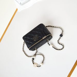 23p vanity 17cm black lambskin light gold hardware