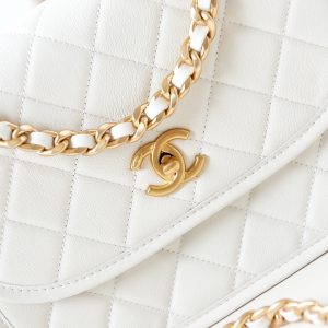 24s messenger bag 23cm white calfskin gold hardware