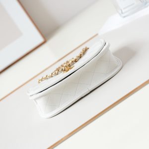 24s messenger bag 23cm white calfskin gold hardware