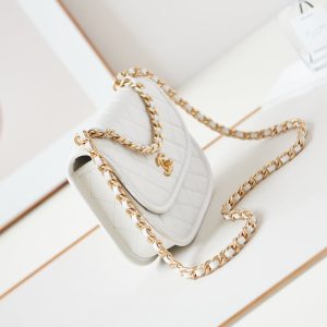 24s messenger bag 23cm white calfskin gold hardware