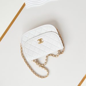 24s messenger bag 23cm white calfskin gold hardware