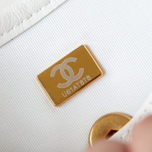 24s messenger bag 23cm white calfskin gold hardware