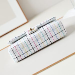 24p medium classic 25cm white tweed gold hardware