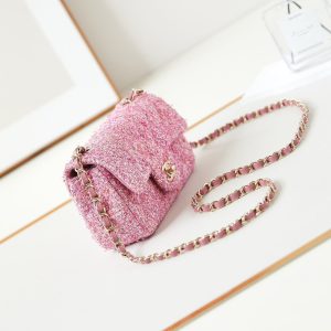 24p mini classic 20cm pink tweed gold hardware