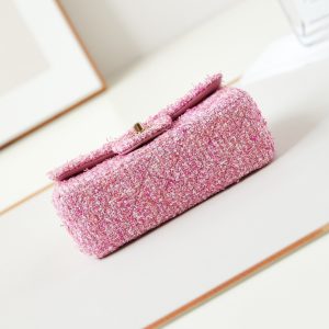 24p mini classic 20cm pink tweed gold hardware