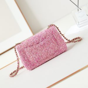 24p mini classic 20cm pink tweed gold hardware