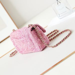 24p mini classic 20cm pink tweed gold hardware