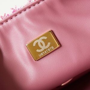 24p mini classic 20cm pink tweed gold hardware