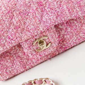 24p mini classic 20cm pink tweed gold hardware