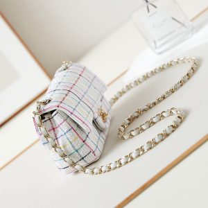 24p mini classic 20cm white tweed gold hardware