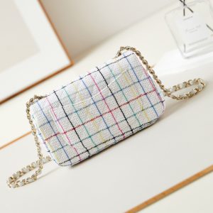 24p mini classic 20cm white tweed gold hardware