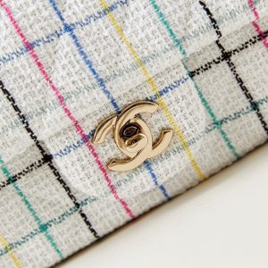 24p mini classic 20cm white tweed gold hardware