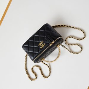 24a vanity 17cm black lambskin gold hardware