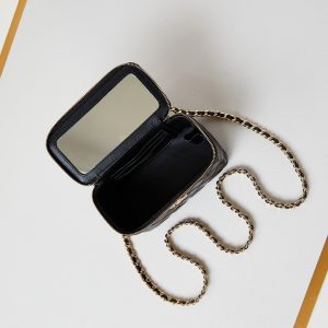 24a vanity 17cm black lambskin gold hardware