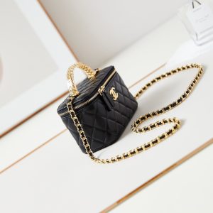 24a vanity 17cm black lambskin gold hardware