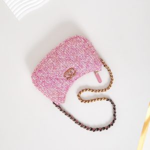 19 hobo bag 20cm pink tweed