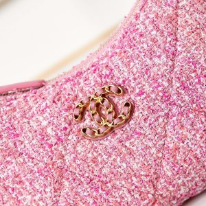 19 hobo bag 20cm pink tweed