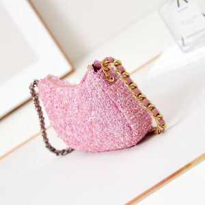 19 hobo bag 20cm pink tweed