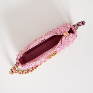 19 hobo bag 20cm pink tweed