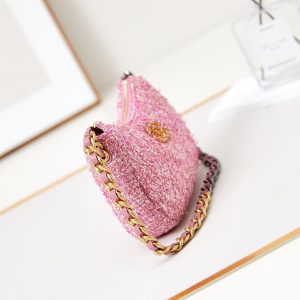 19 hobo bag 20cm pink tweed