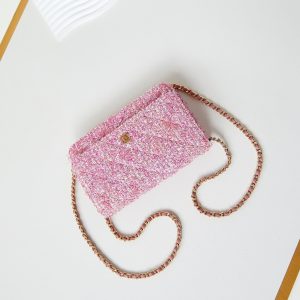 24p woc 19cm pink tweed gold hardware