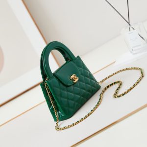 cc 24a nano 19cm kelly shopper bag green lambskin