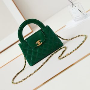 cc 24a nano 19cm kelly shopper bag green lambskin