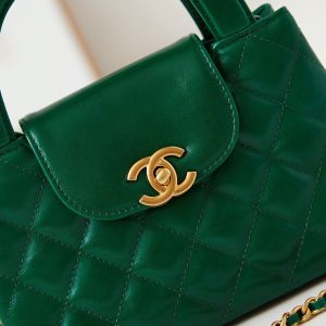cc 24a nano 19cm kelly shopper bag green lambskin