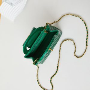 cc 24a nano 19cm kelly shopper bag green lambskin