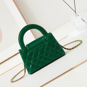 cc 24a nano 19cm kelly shopper bag green lambskin