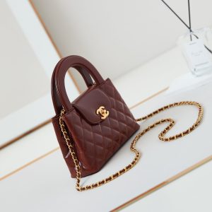 cc 24a nano 19cm kelly shopper bag burgundy lambskin