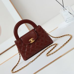 cc 24a nano 19cm kelly shopper bag burgundy lambskin