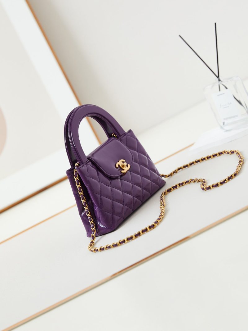 cc 24a nano 19cm kelly shopper bag purple lambskin