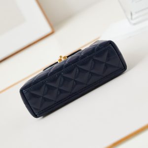 cc 24a nano 19cm kelly shopper bag navy blue lambskin