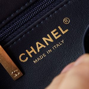 cc 24a nano 19cm kelly shopper bag navy blue lambskin