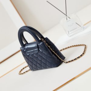 cc 24a nano 19cm kelly shopper bag navy blue lambskin