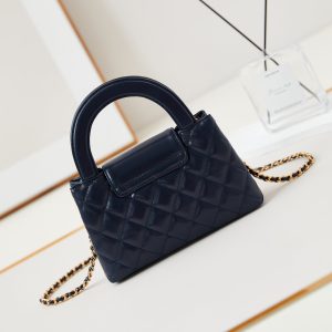 cc 24a nano 19cm kelly shopper bag navy blue lambskin