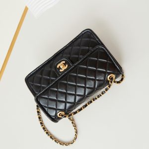 24s medium flap bag 25cm black calfskin gold hardware