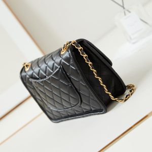 24s medium flap bag 25cm black calfskin gold hardware