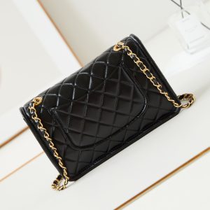 24s medium flap bag 25cm black calfskin gold hardware