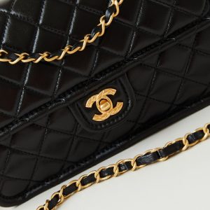 24s medium flap bag 25cm black calfskin gold hardware