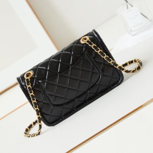 24s small flap bag 23cm black calfskin gold hardware