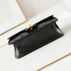 24s small flap bag 23cm black calfskin gold hardware