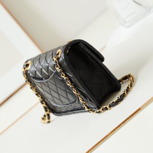 24s small flap bag 23cm black calfskin gold hardware