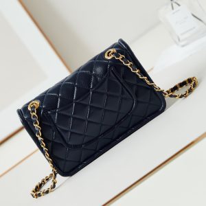 24s small flap bag 23cm dark blue calfskin gold hardware