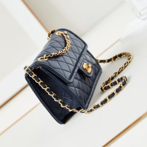 24s small flap bag 23cm dark blue calfskin gold hardware