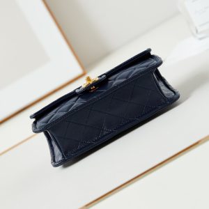24s small flap bag 23cm dark blue calfskin gold hardware