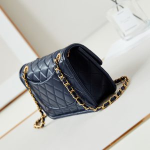 24s small flap bag 23cm dark blue calfskin gold hardware