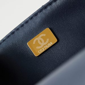 24s small flap bag 23cm dark blue calfskin gold hardware