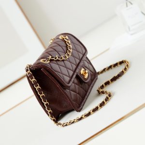 24s small flap bag 23cm burgundy calfskin gold hardware